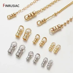14K Gold Plated Brass Crimp End Caps With Loop Cord Tube Barrel End Cap for Leather Cords And Chains DIY Jewelry Making Findings
