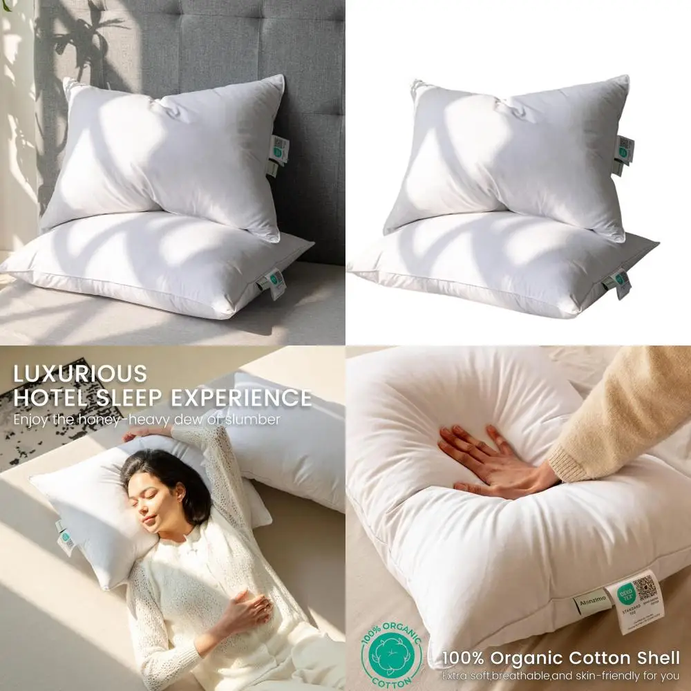 

Пара подушек из гусиного пуха размера «Queen», 100% хлопок, гостиничное качество, мягкие, 20x28, набор из 2 штук