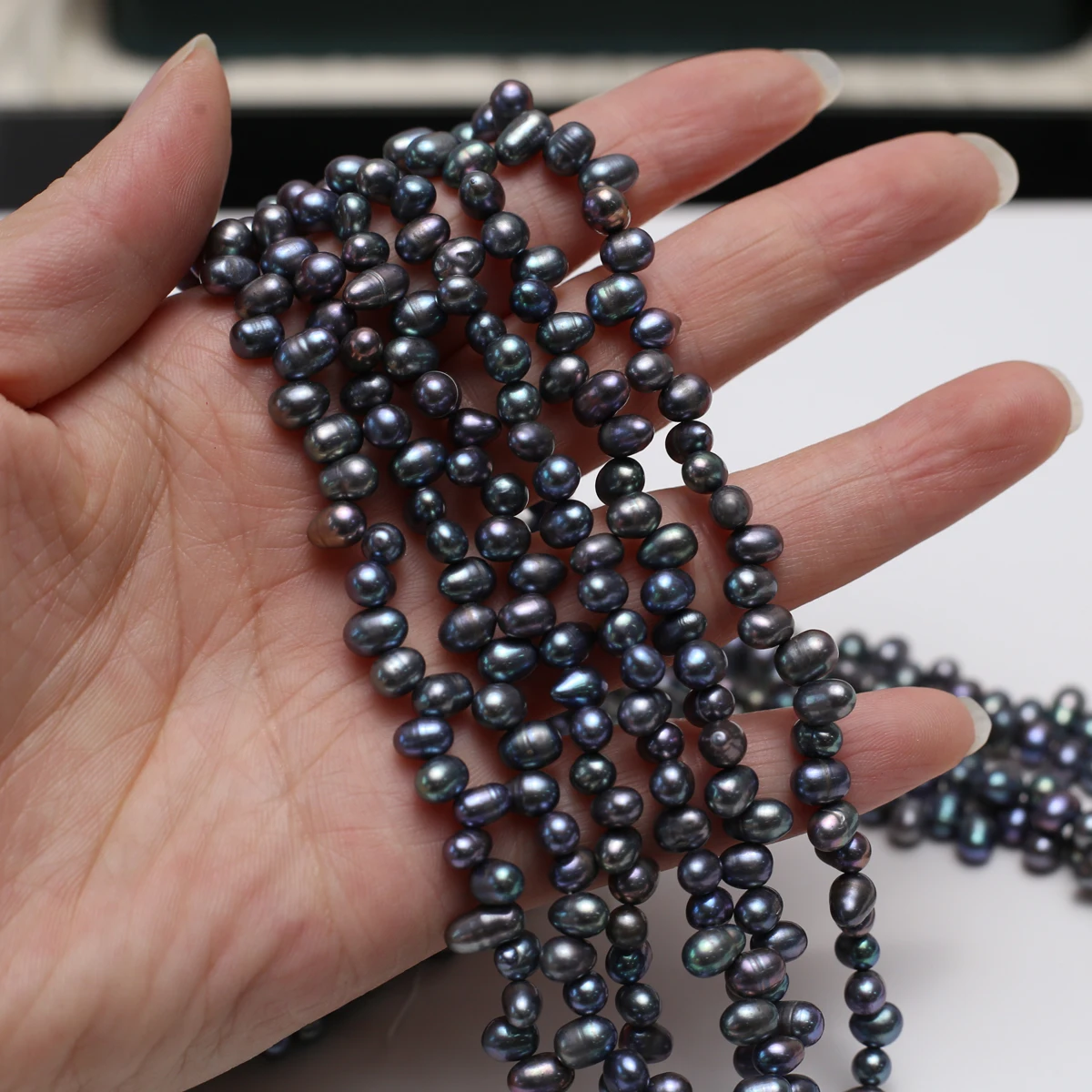 Natural Freshwater Pearl Small Oval Blue-Purple 5-6mm 4A Isolated Loose Bead Jewelry Make DIY Necklace Bracelet Women Gift Women