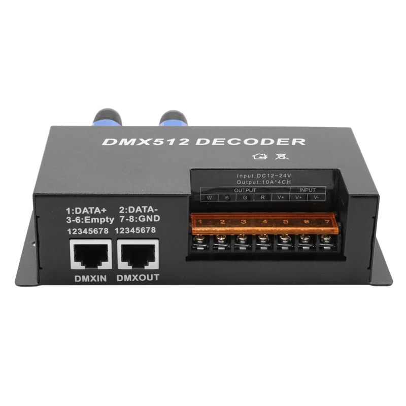 4 Channel DMX Decoder RGBW PWM DMX512 Dimmer Driver RGBW LED Strip Light Controller Input 12V-24V DC