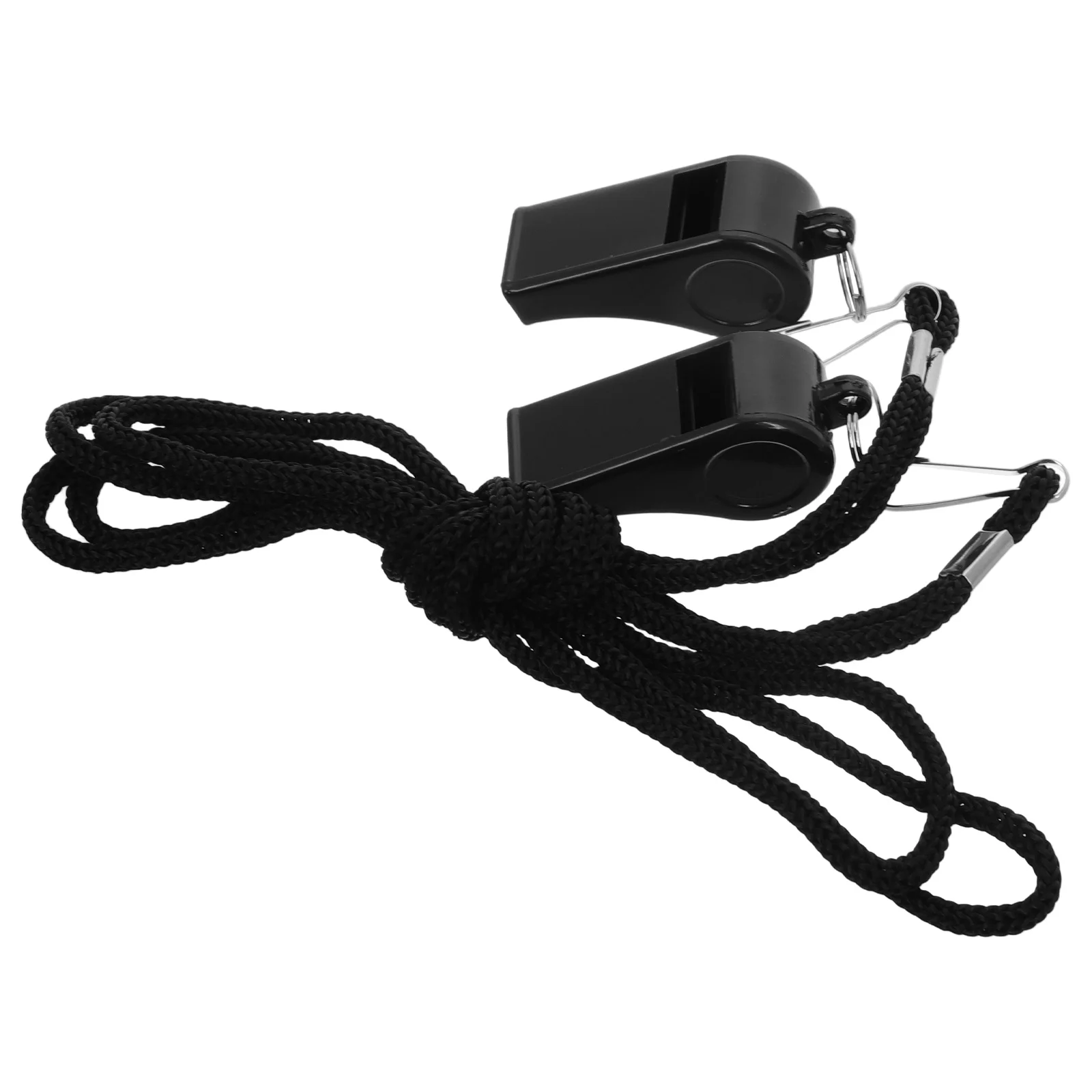 2 قطعة صافرة الحكم الأسود مع الحبل سميكة ABS بصوت عال صفارة إنقاذ للتدريب في الهواء الطلق إشارة الطوارئ #3