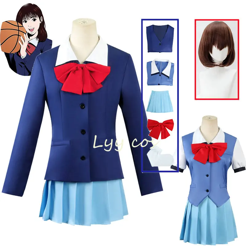 

Anime Cosplay Haruko Akagi Cosplay Costume Girl School Uniform Blue Coat Vest Skirt Socks Halloween Costume Set