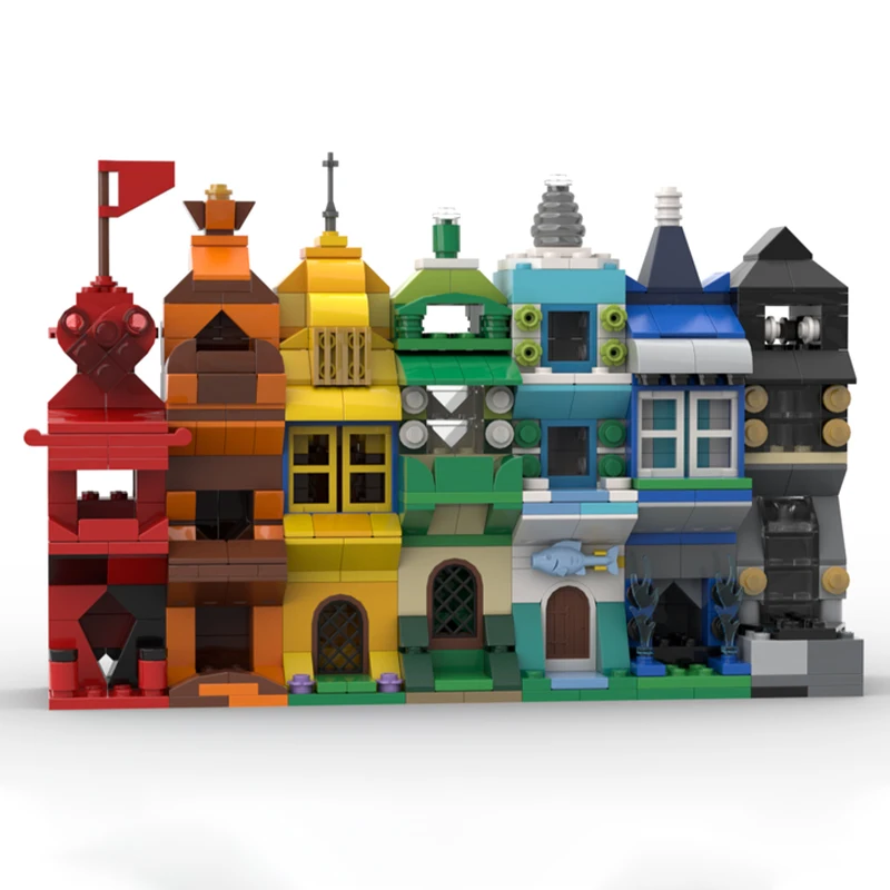602pcs MOC 레인보우 하우스 클래식 빌딩 블록 크리스마스 선물 홈 인테리어 DIY 인테리어 쇼케이스에 적합