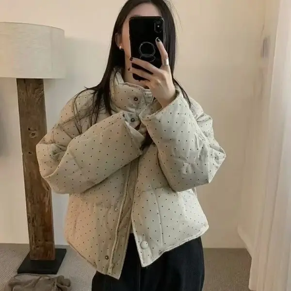 

Gagarich Pink Polka Dot Sweet Style Jacket Women Short Loose 2025 Winter New Style Korean Design Sense Small Parkas Top
