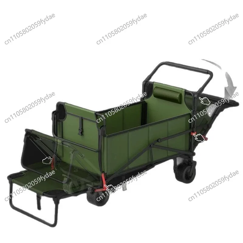 Foldable Metal Hand - Pulled Wagon - Multifunctional Outdoor Cart for Garden, Picnic & Camping