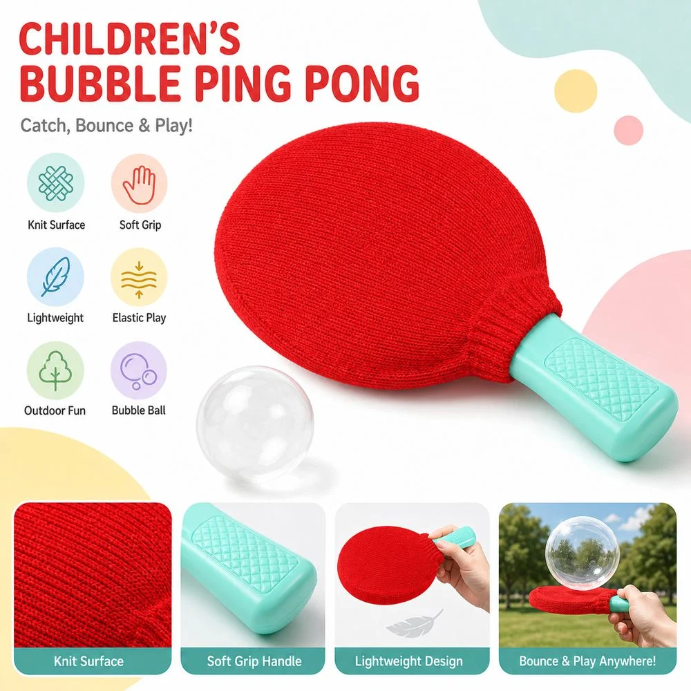 ABS Bubble Paddle Game Knitted Racket Covers Lightweight Manual Bubble Blowing Portable Interactive Bubble Blowing