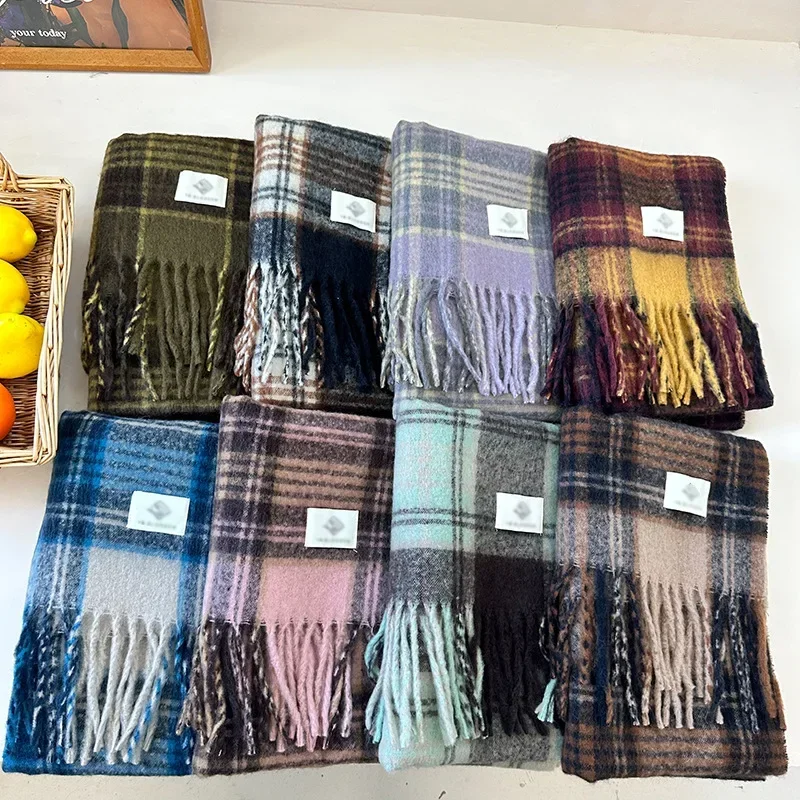 

2023Maillard WinterNew Imitation Cashmere Warm Women's Scarf Thickened and Cold Resistant Wrap with Shawl Plaid FringeCoupleNeck