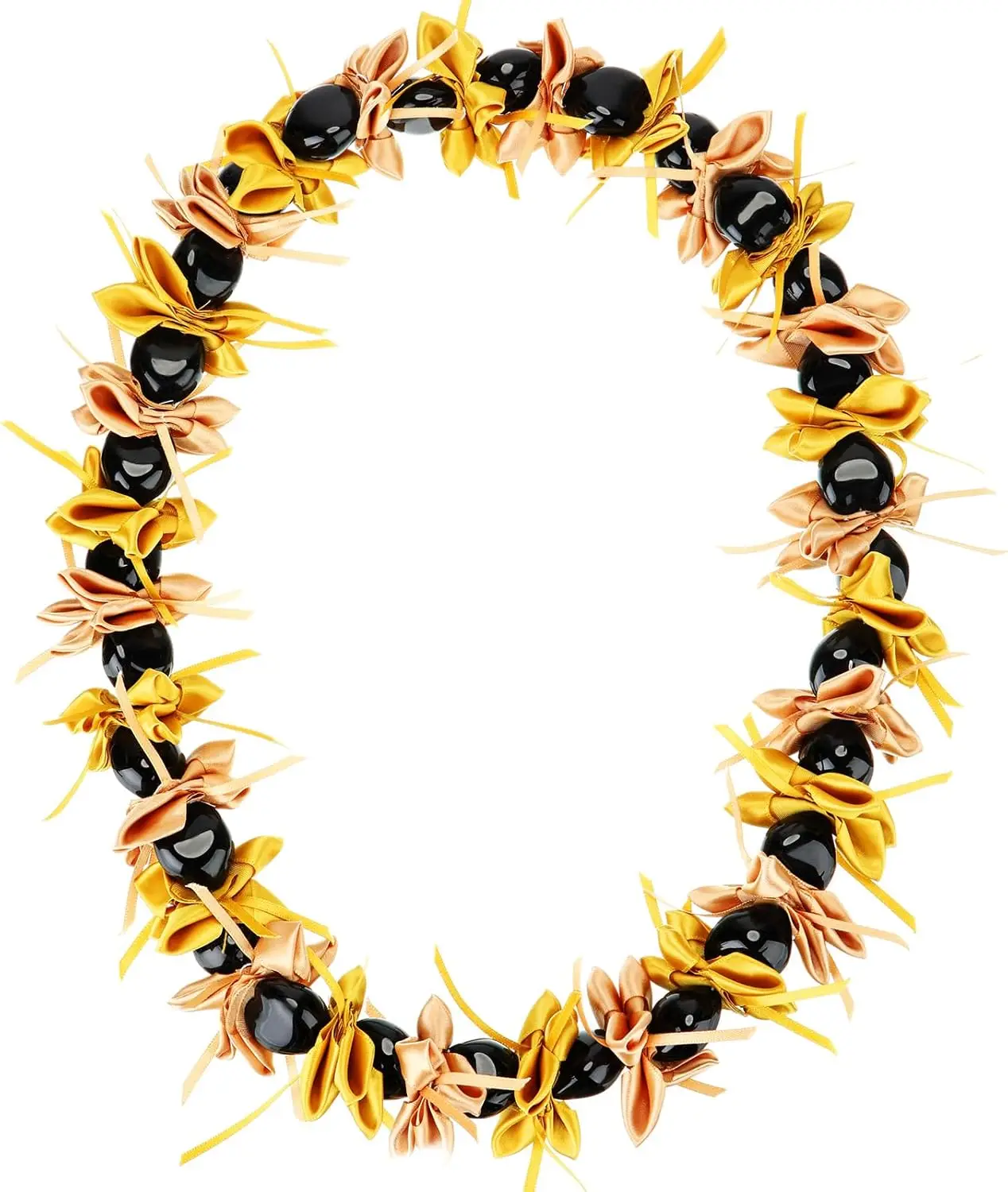 

Graduation Money Leis Hawaiian Orchid with Kukui Leaf Nut Lei Acrylic Bead Handmade Ribbon Bow Necklaces for School College