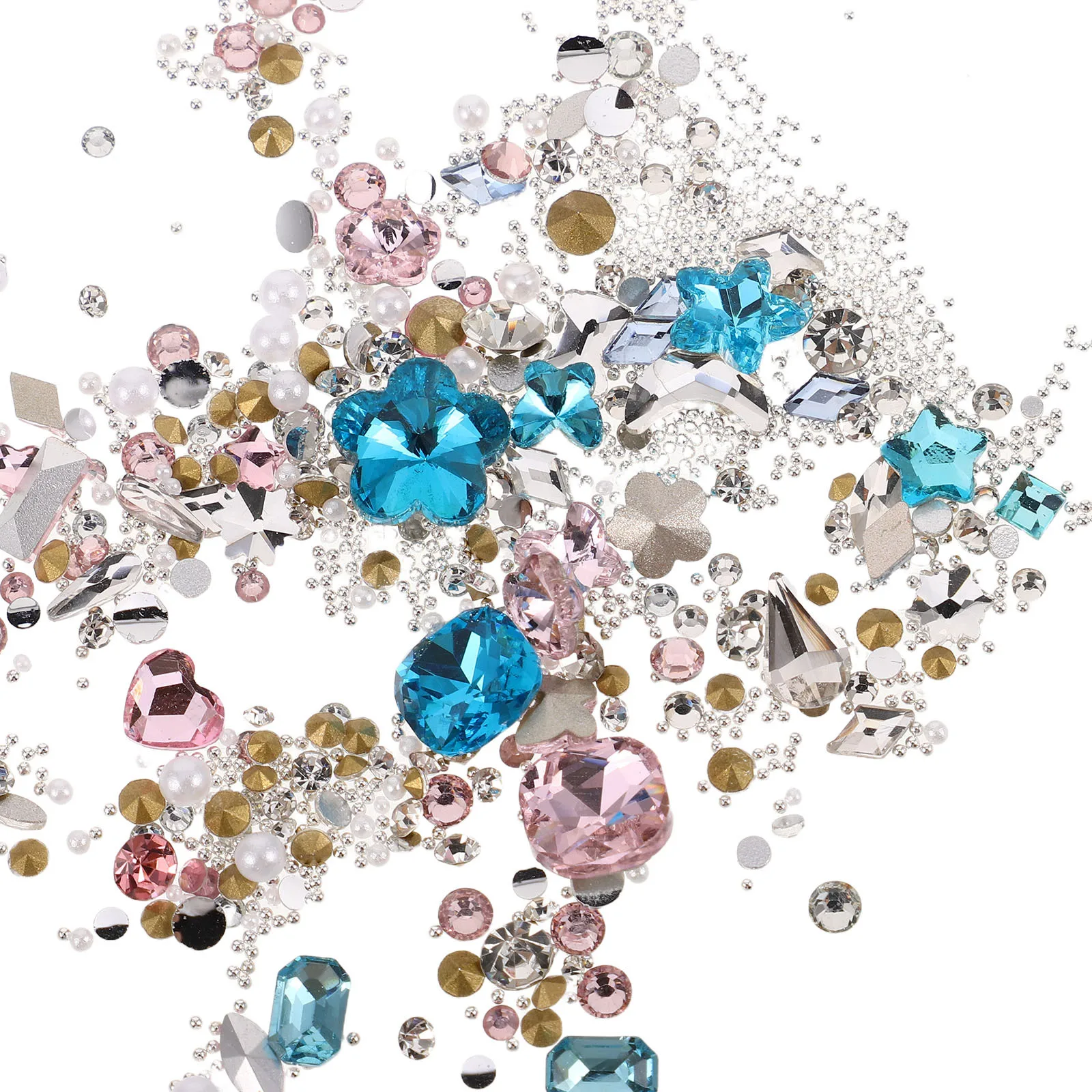 2 sets glitter nageljuwelen 3D strass plaksteen edelstenen voor diy nail art manicure decoraties dames bruids zacht blauw