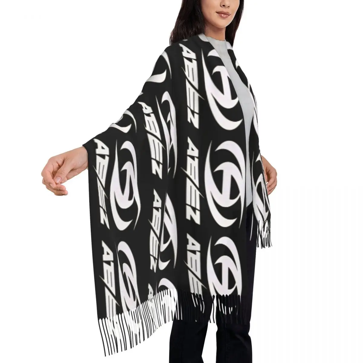 Personalized Printed Kpop ATEEZs Logo Scarf Women Men Winter Fall Warm Scarves A TEEnager Zs Shawls Wraps