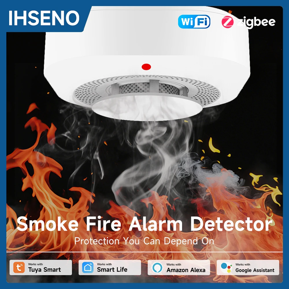 Tuya Zigbee Smoke Sensor Home Security Alarm System Smart Life APP Control Fire Smoke Detector High Sensitivity Safety For Home view 2