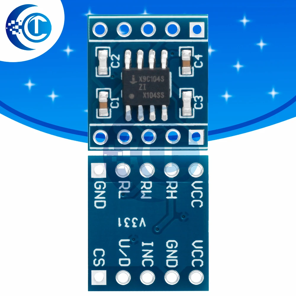Módulo de potenciômetro digital 5v x9c104, 5v 40r ~ 100k 100, potenciômetro digital, ajuste de equilíbrio de ponte para arduino