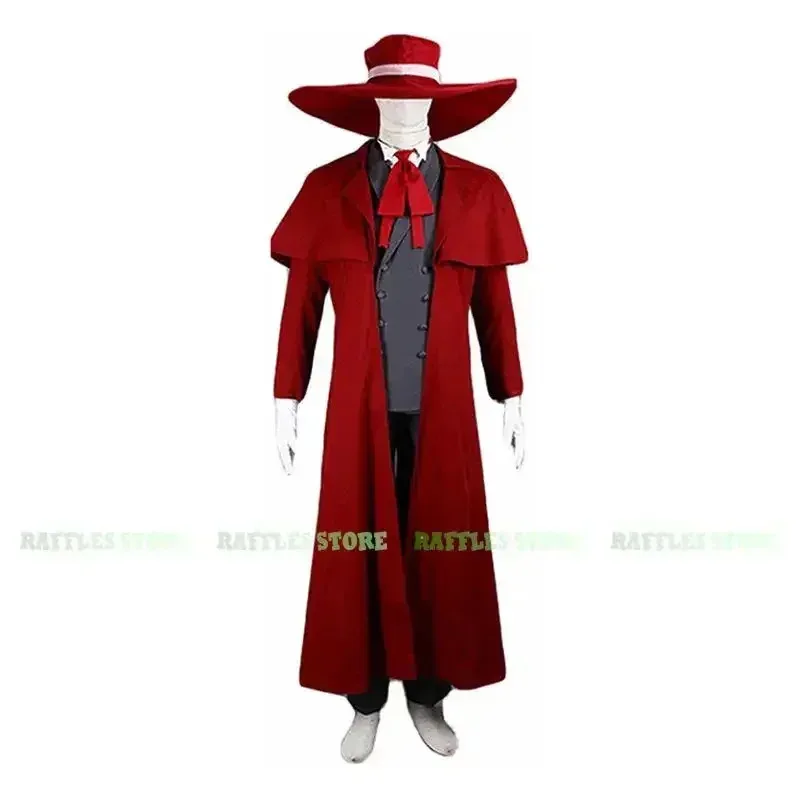 

Anime Comic Hellsing Red Trench Alucard Van Cosplay Vampire Hat Costume Halloween Carnival Men Suit