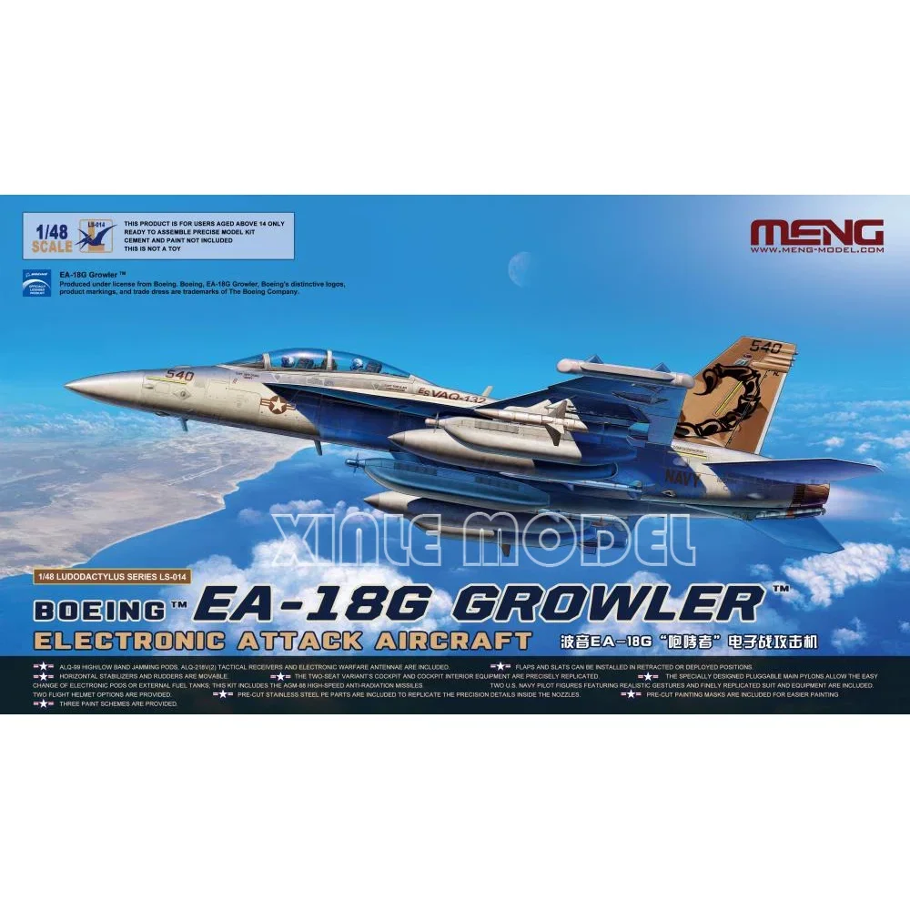 

Комплект масштабной модели MENG LS-014 Boeing EA-18G Growler, электронный военный самолет, 1/48 коллекция, подарочная игрушка, военная модель