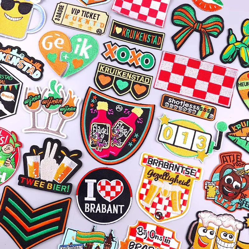 Kruikenstad Emblem Stickerei Eisen auf Patches Happy Carnival Geschenk für Niederlande Patches für Kleidung thermoadhäsive Patches DIY