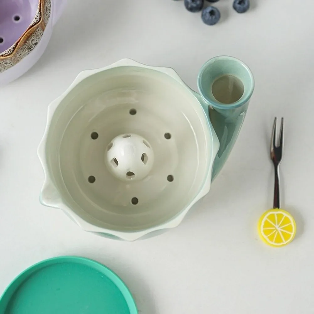 Ceramic Automatic Fruit Washing Bowl Large Capacity Self-spinning Swirl Berry Washing Drain Bowl Quick Drain Drainage Holes