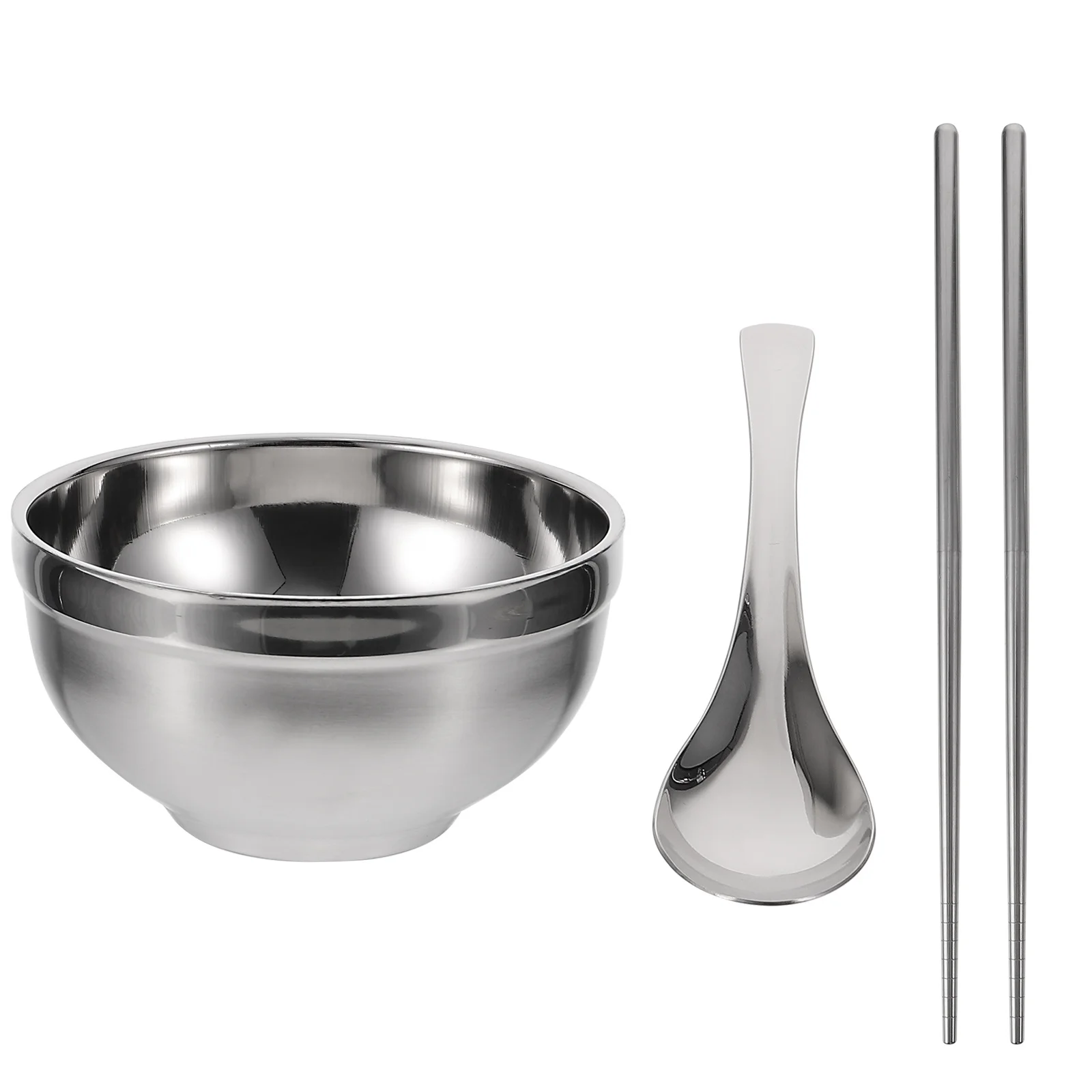 

Chopsticks and Spoon Set Serving Utensils Outdoor Retro Tableware Fruit Tray Food Bowls Stainless Steel Home