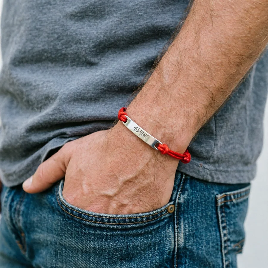 Stilvolles mehrschichtiges dünnes Schnurarmband, Unisex, handgefertigt, verstellbar, Edelstahl, geschnitztes Armband, Freizeit, Outdoor, Paarschmuck