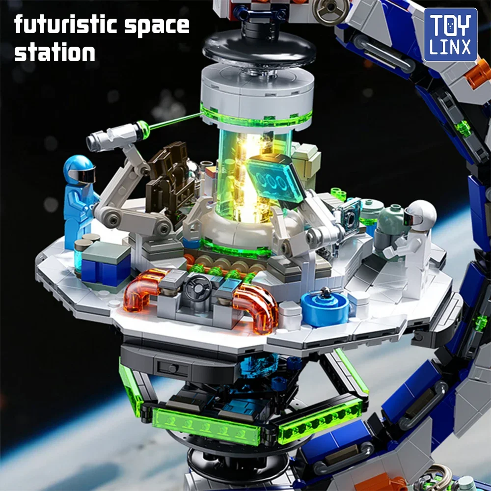 สถานีอวกาศเทคโนโลยี TOYLINX ชุดตัวต่อบล็อกสร้างสรรค์รูปทรงโลก 1793 ชิ้น ชุดตัวต่อไฮเทค ของเล่นเสริมพัฒนาการสำหรับเด็ก
