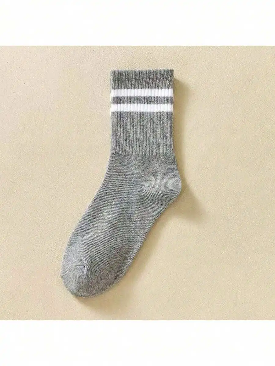 

Thick Mid-Calf Striped Socks For Men And Women, Soft Breathable Casual Long Tube Socks