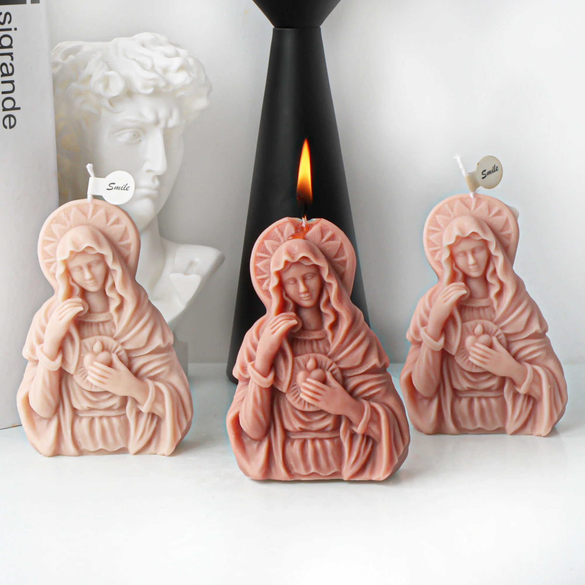 Moule en silicone 3D Sacré-Cœur Vierge Marie, moule religieux catholique pour bougies, savon, plâtre, résine, statue, artisanat DIY, décoration intérieure