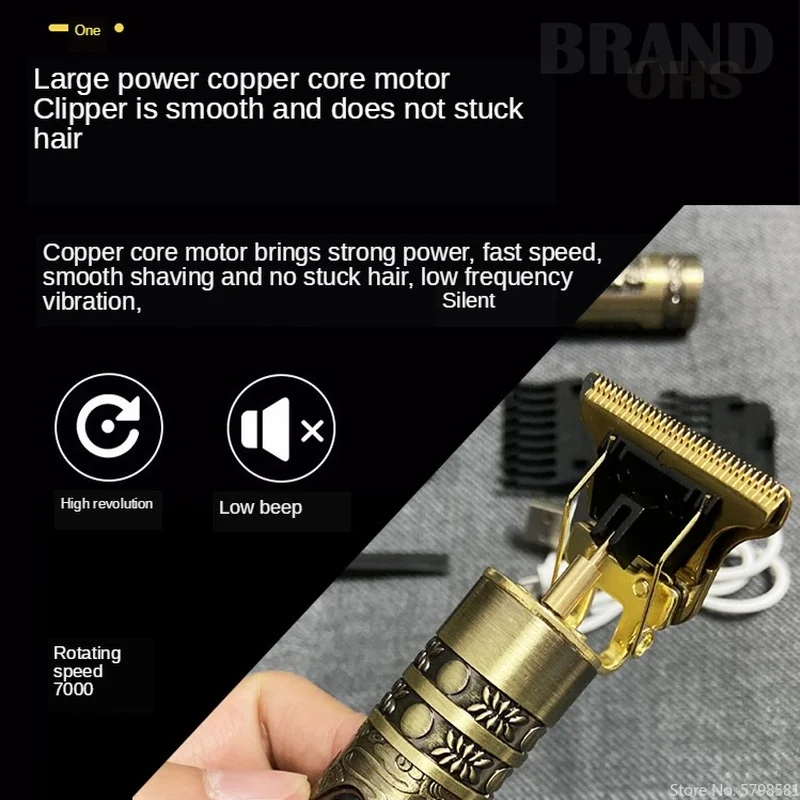 Hot Sale Vintage T9 Electric Cordless Hair Cutting Machine Professional Hair Barber Trimmer For Men Clipper Shaver Beard Lighter