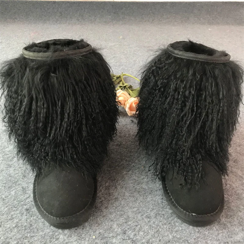 

Real Mongolian Sheep Fur Snow Boots Factory Supply Fur Boot Winter Shoes For Girls