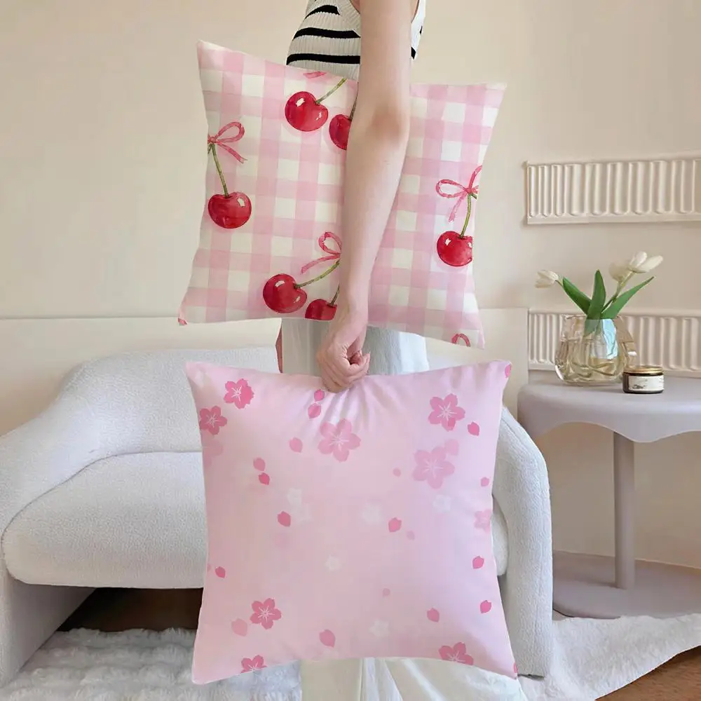 floral artwork B-Beautiful Floral Cherry Cushion Cover Washable Faux Linen Cover Modern Lightweight for Living Room Sofa