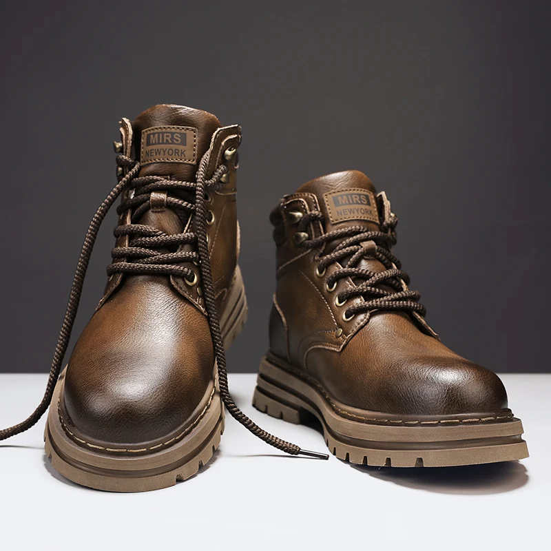 Novas botas de tornozelo unissex, botas de tornozelo de motocicleta da moda, botas de caminhada, botas retrô chelsea de quatro estações e botas confortáveis