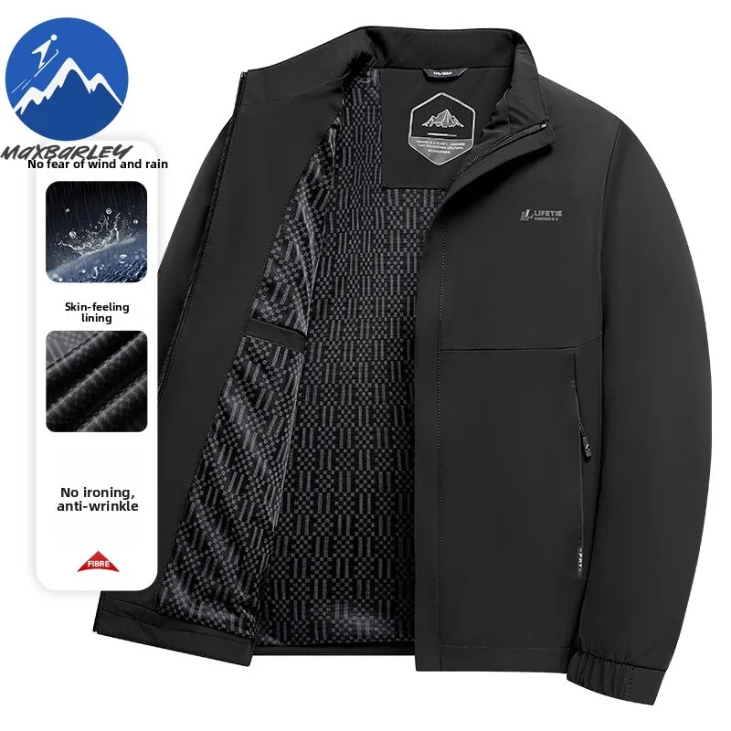 

Maxbarley Brand Jacket Men Autumn 2025 Fashion Casual Solid Color Lapel Coat Man Business Commuter Clothing Windproof Jackets