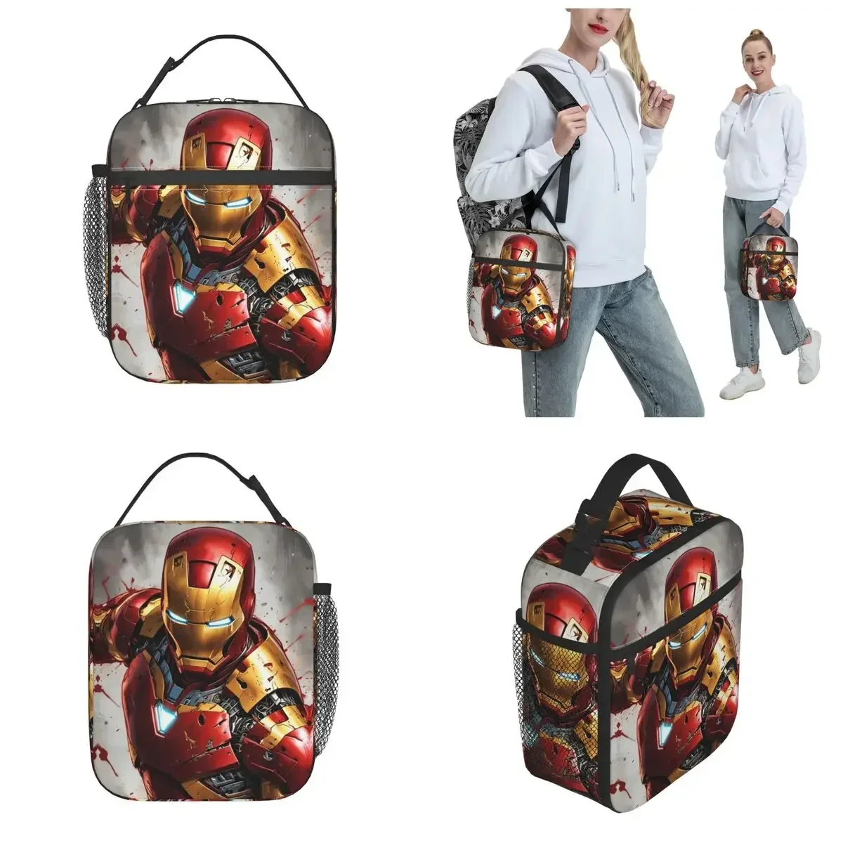 Heroes Return Iron Man Insulated Lunch Bag Cooler Bag Lunch Container High Capacity Tote Lunch Box Food Bag Beach Travel