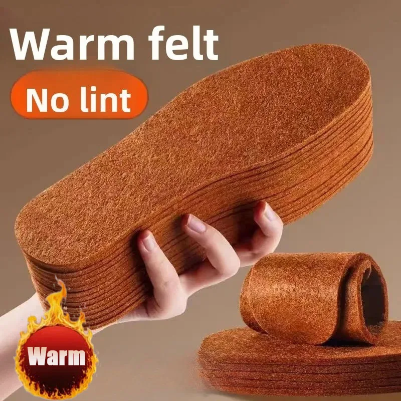 5-10Pairs Thick Wool Felt Insoles Warm Thermal Moisture Wicking Anti Odor for Men Women Sports Shoes Boots Winter