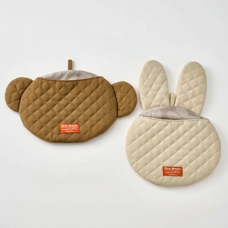 New Miffy Cute Oven Gloves Cartoon Kawaii Student Kitchen Cooking Cake Tool Cartoon Thickened Safety Mitten Coaster Pot Mat Gift