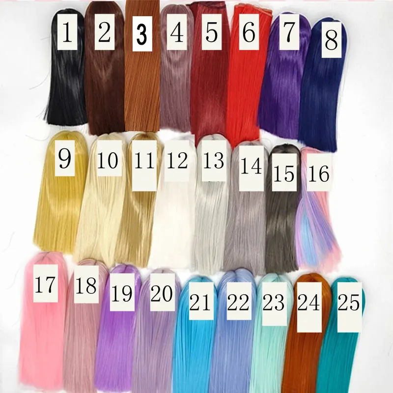 25 color BJD SD1/3 1/4 1/6 1/8 1/12 doll wig high temperature fiber hair Qi Liu Hai has long straight hair doll wig