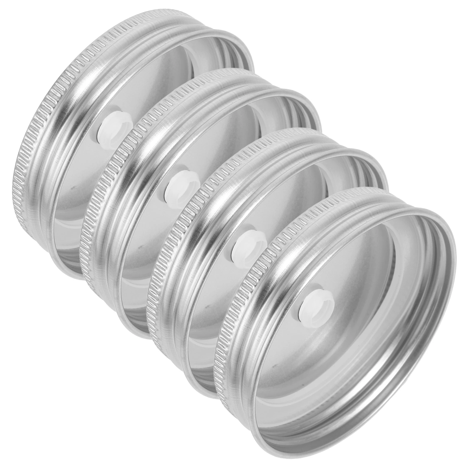 

4Pcs Stainless Steel Wide Mouth Mason Jar Lids Straw Hole Sealing Canning Jar Covers Kitchen Canning Jars Caps