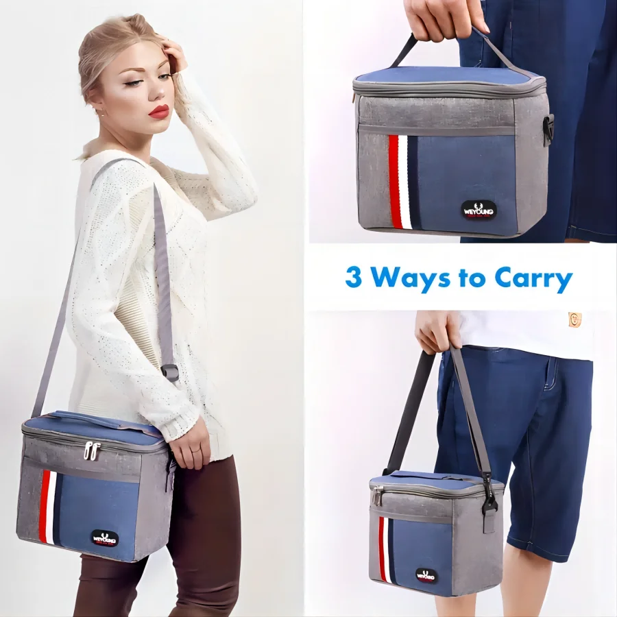 1 Pc Insulated Bag for Office Picnic, Hiking, Beach, Reusable Lunch Box, Leak Proof Refrigerated Insulation