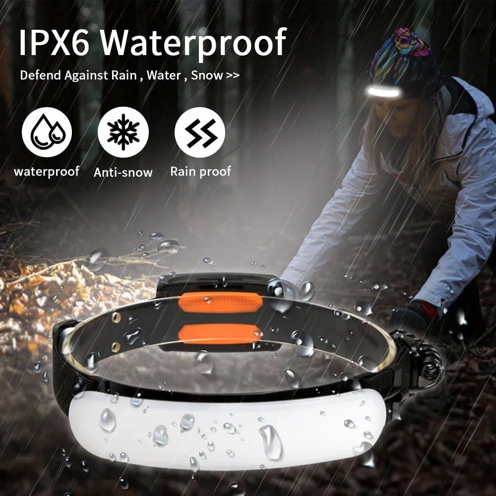 5000/7500 MAh COB LED lampada frontale USB ricaricabile luce esterna impermeabile potente faro escursionismo campeggio pesca proiettore