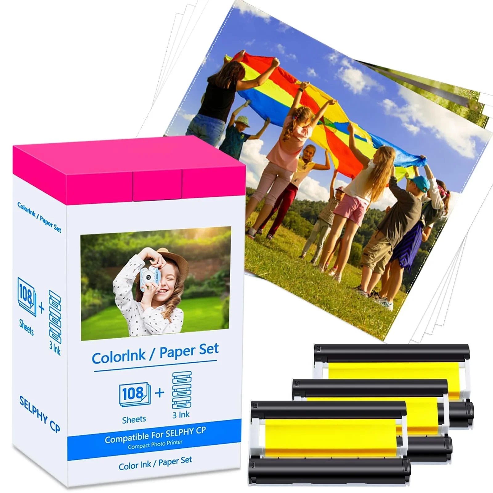 

KP-108IN/ KP-36IN Ink Cassette Photo Paper Set Compatible for Canon Printer Selphy CP1500 CP1300 CP1200 CP1000 6inch Photo Paper