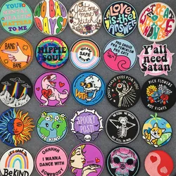 Round Patch Embroidery Patches for Clothing Stickers Iron on Patches Stripes Diy Appliques Patches on Clothes Stickers