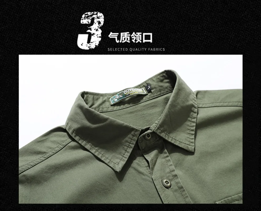 

Men's 2025 Vintage Work Shirt American Style Heavyweight Cotton Plus Size Oversized Utility Long Sleeve Streetwear