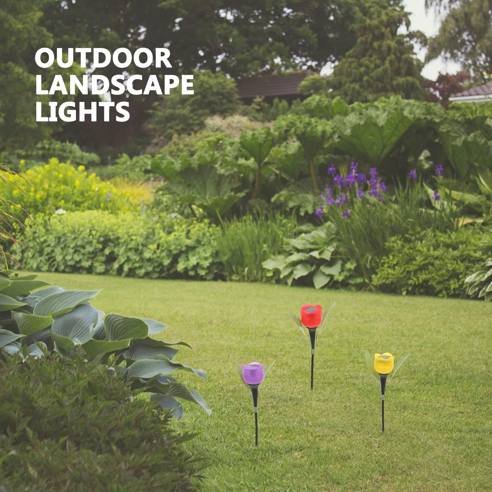 7pcs Solar Led Garden Lights Tulip Shape Outdoor Pathway Yard Landscape Lighting Auto On Off Driveway Borders Pond Solar Lamp