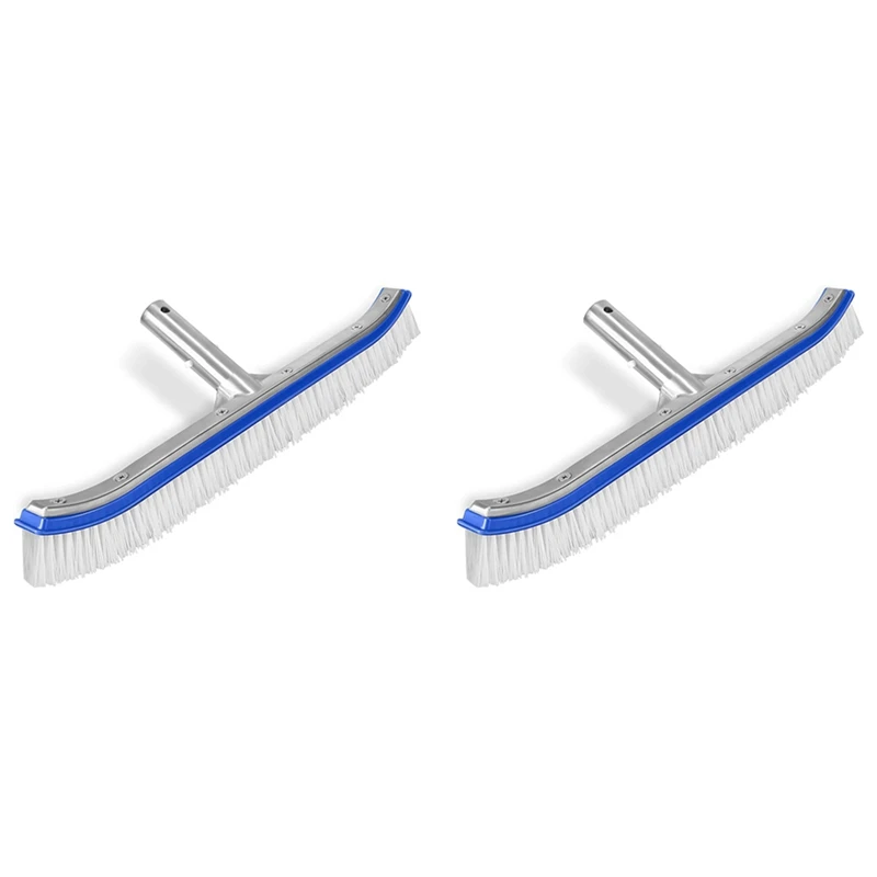 

2X Pool Brush, Swimming Pool Wall & Tile Brush 18 Inch Swimming Pool Cleaning Pole Brush Head Replacement Brush,Blue