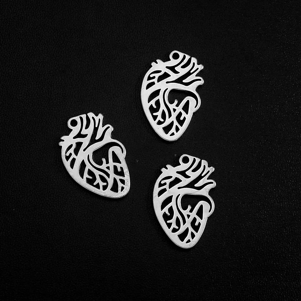 10pcs/lot--18x28mm Vintage Cardiac Organ Heart Charms Halloween Pendants For Diy Jewelry Making Findings Supplies  Accessories