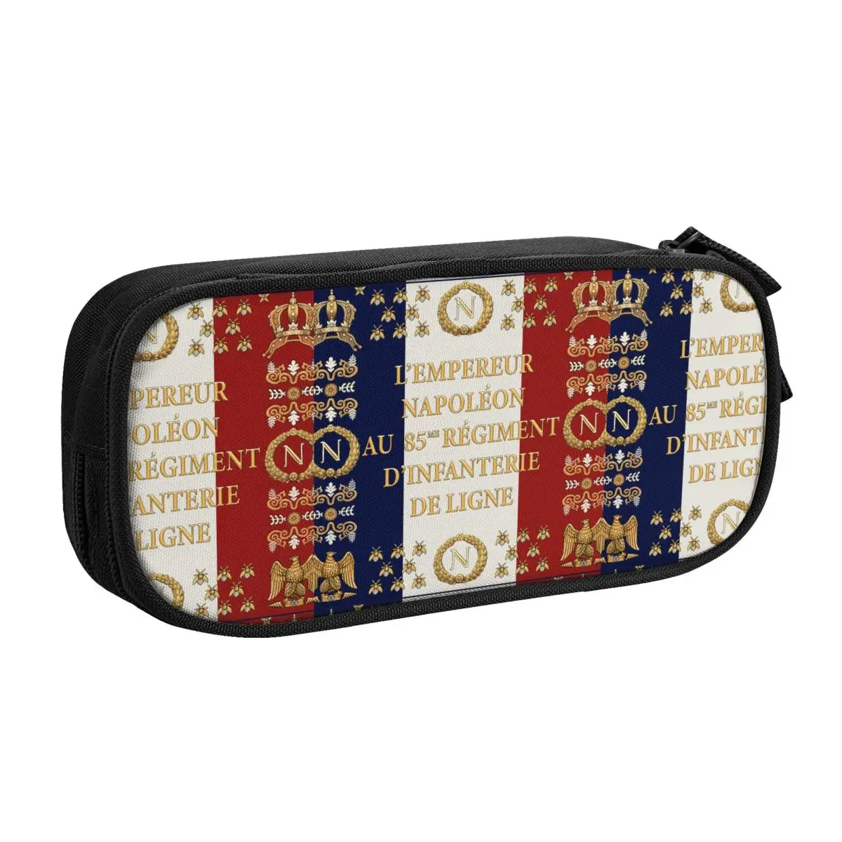 Customized Napoleonic French 85th Regimental Flag Pencil Case for Boys Gilrs Large Storage France Pen Box Bag Stationery