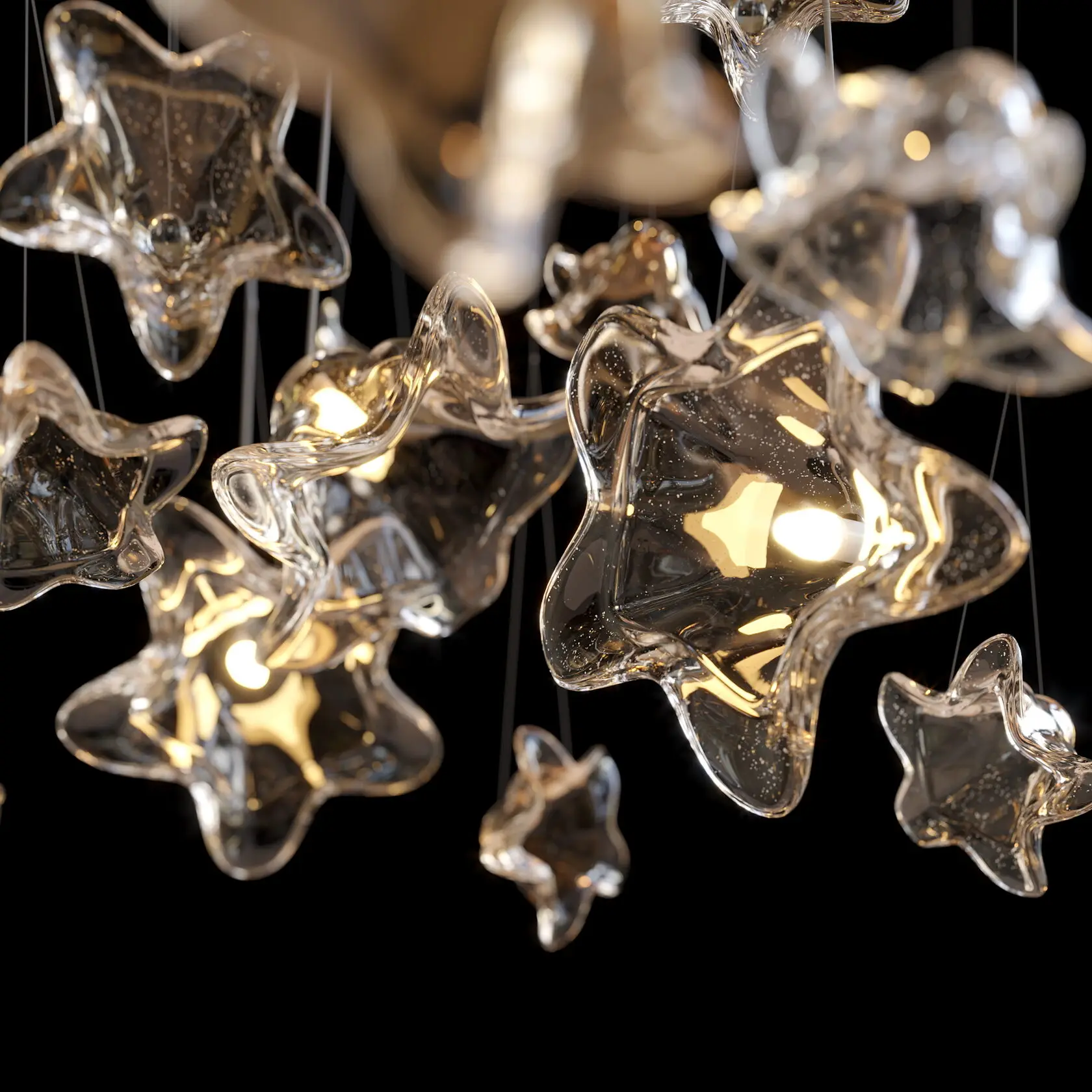 Customer Star Ceiling Handmade Glass Flower Light Transparent Clear Color Chandelier Light