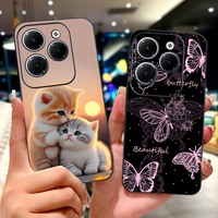 For Infinix Hot 40 4G Case X6836 Couqe Soft Slicone Cute Cat butterfly TPU Shells for infinix Hot40 Pro Hot 40Pro X6837  Fundas