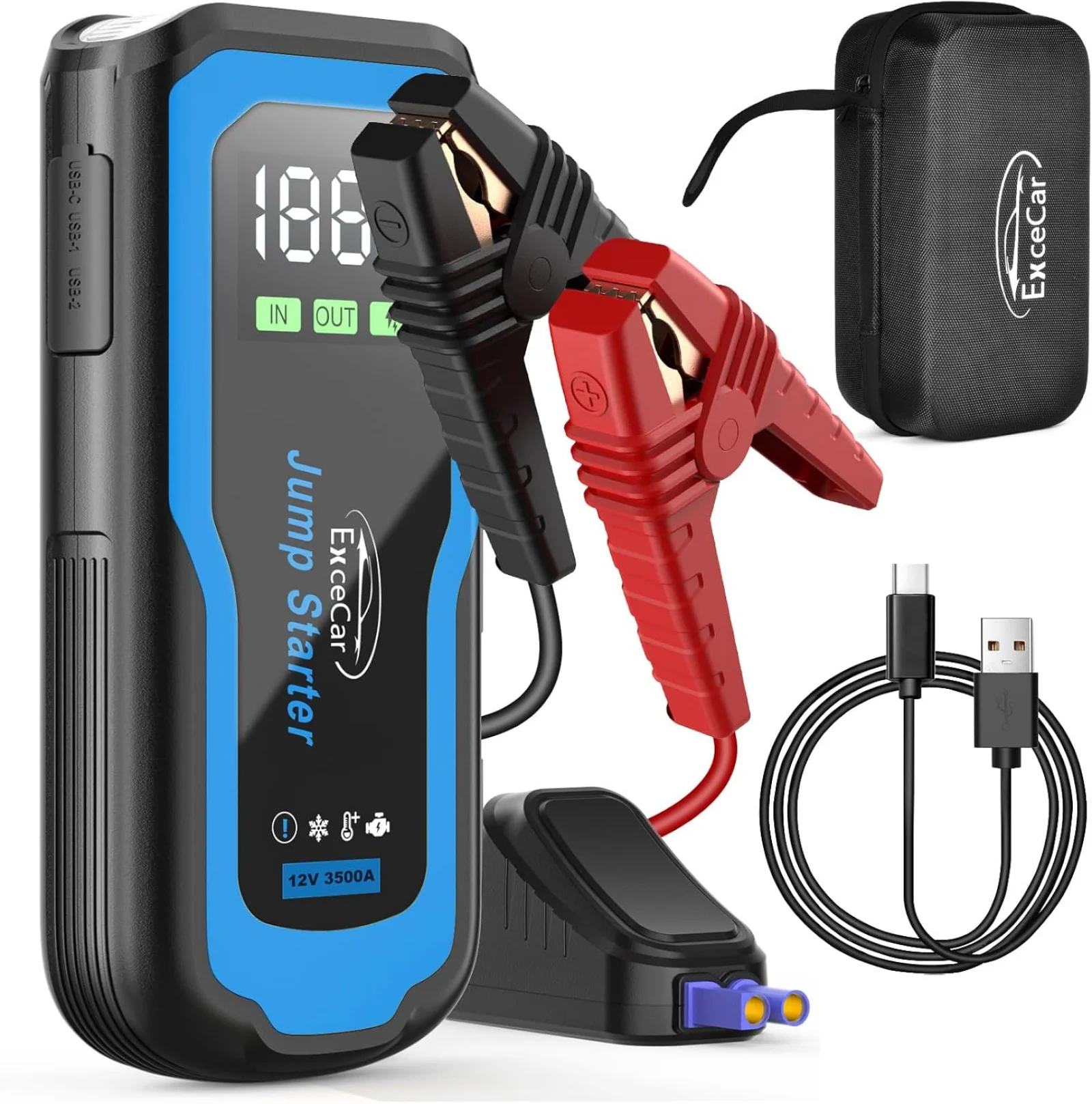 

Car Jump Starter 3500A Peak 12V Portable Power Bank Charger Booster Auto Starting Device Emergency Battery Starter with Cable