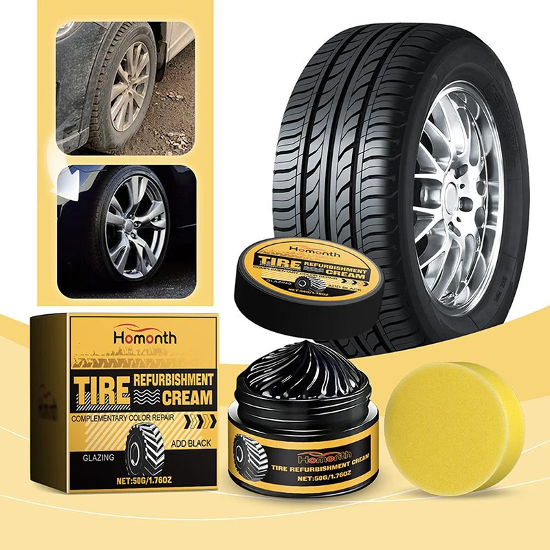 Tire Coating Wax Car Tire Retreading And Film Plating Cream Tire Shine Coating Wax Auto Rubber Parts Shiny Paste Refurbishing 50