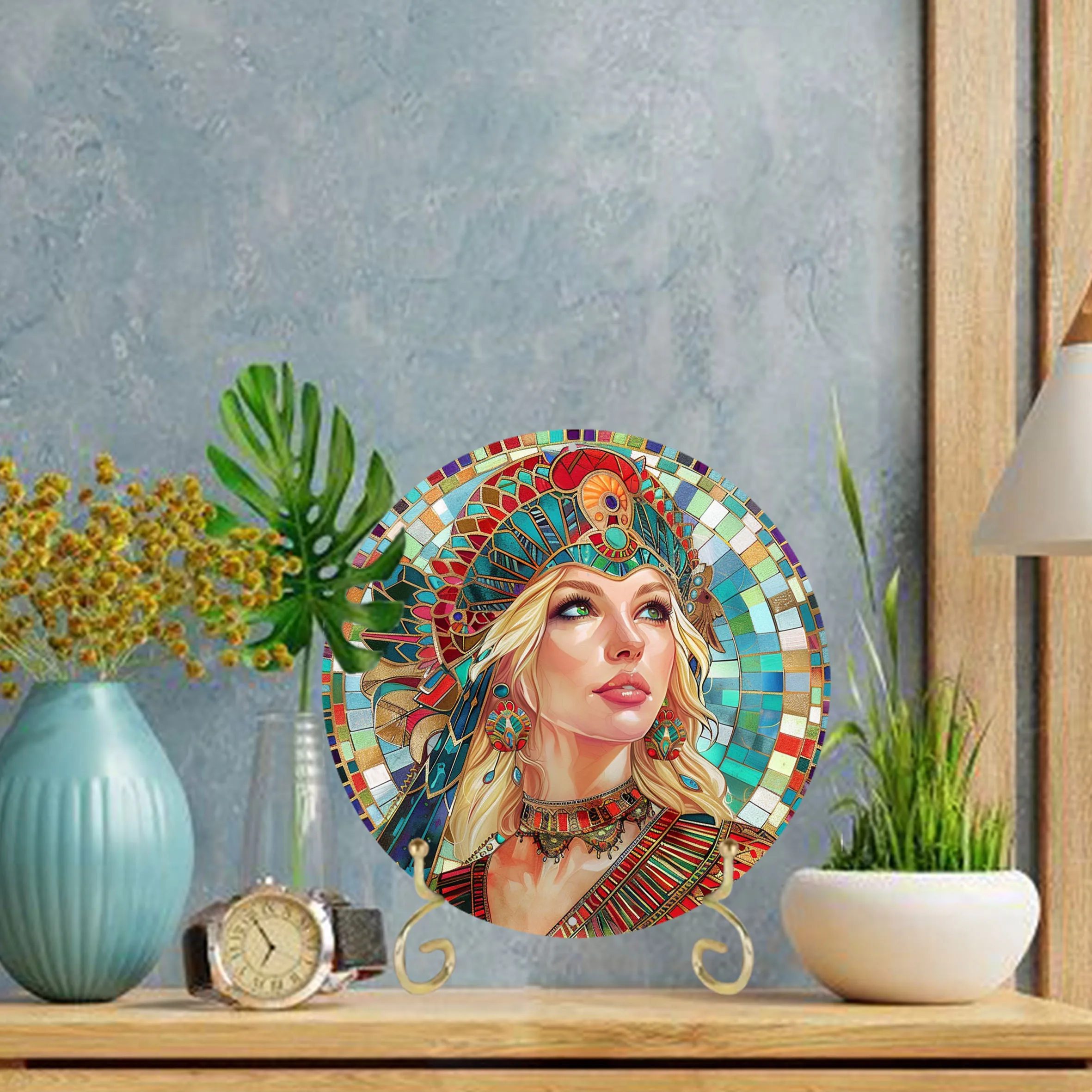 Americana Style Round Sign - Beautiful Girl Theme,Non-Electric, for Office, Home, Cafe Wall Decor, Gardening Farmhouse Art