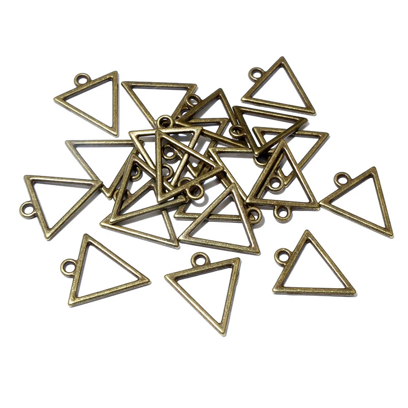 50pcs 18x16mm Hollow Triangle Zinc Alloy Metal Charms Pendat DIY Jewelry Making Accessories Findings